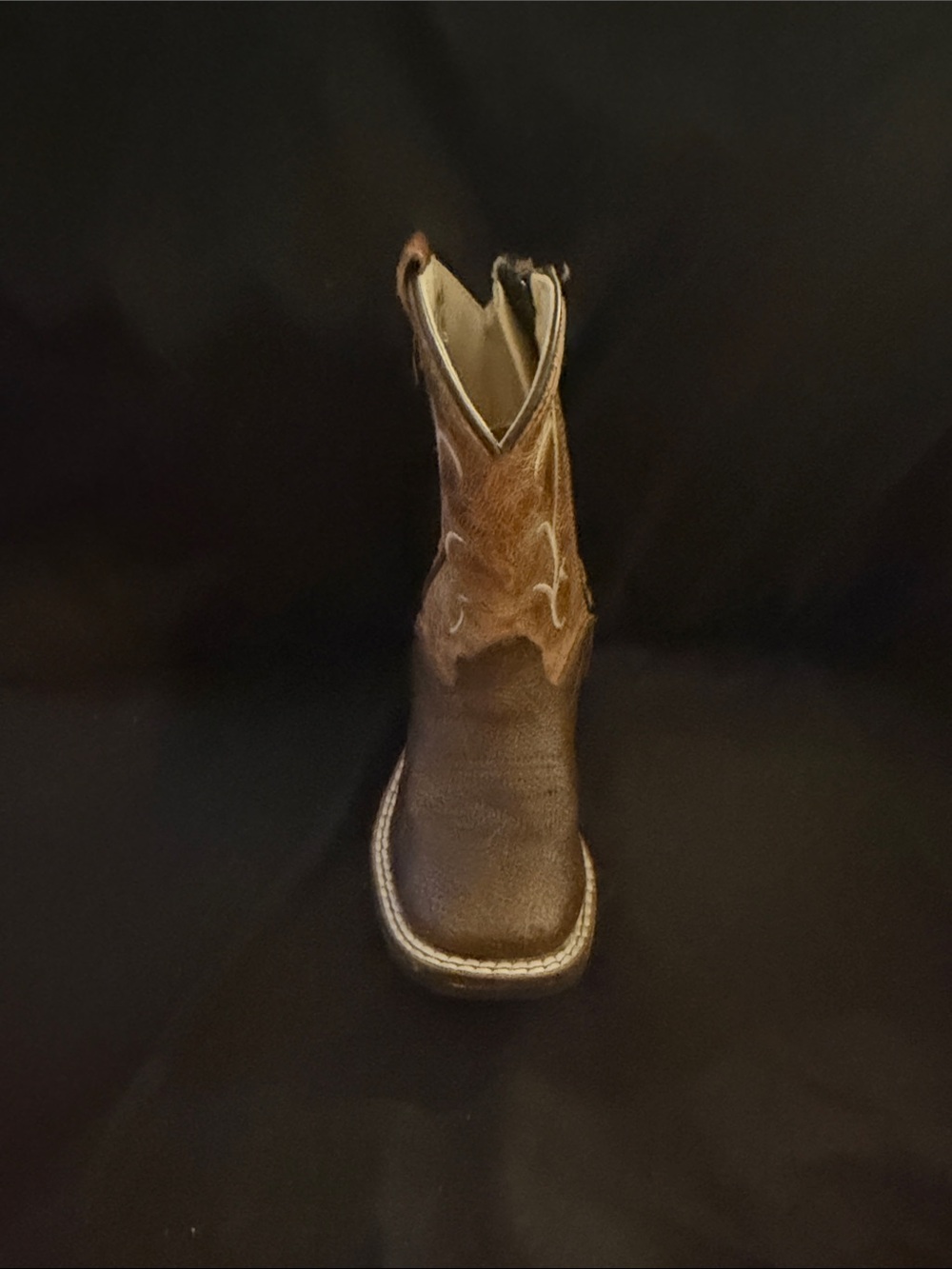Old West Kids Brown Western Boot with Tan Stitching